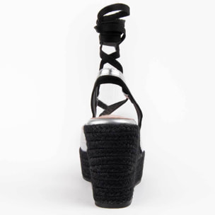 Alpargata De Cuña - Plateado - Altura: 8 Cm