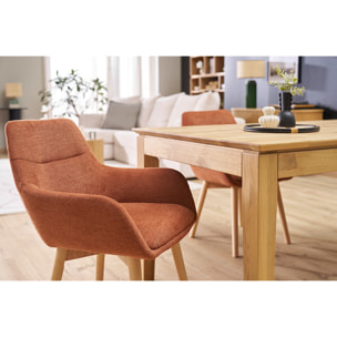 Chaises en tissu effet velours texturé terre brûlée et bois clair (lot de 2) ALESS