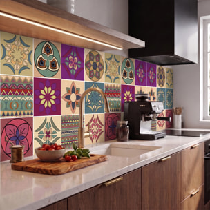 Stickers muraux - Sticker Mural Carrelage adhésif Cuisine Salle de Bain - 12 STICKERS CARRELAGES AZULEJOS MELILLA