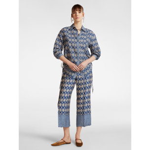 Elena Mirò - Camisa con estampado étnico - Azul