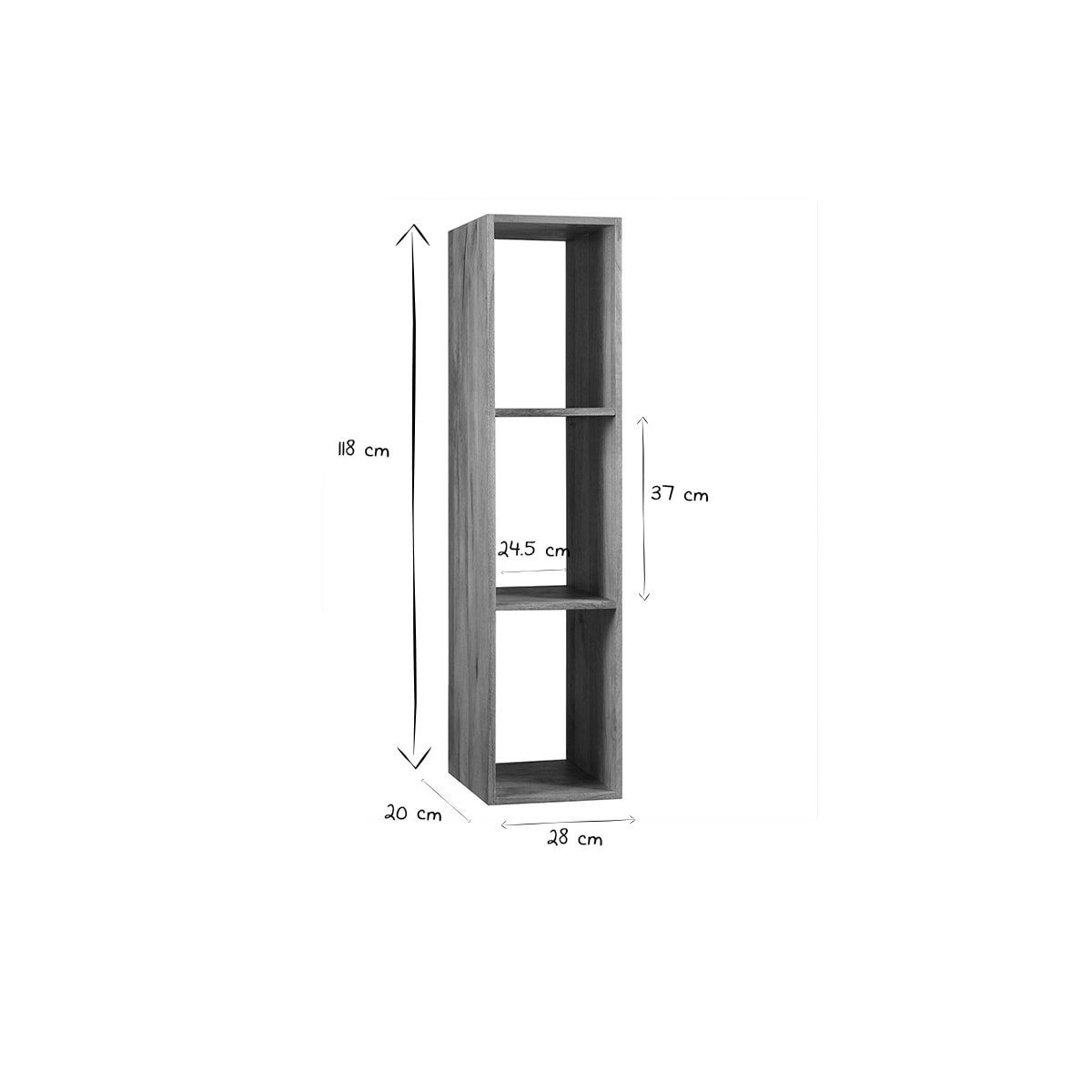 Étagère murale industrielle en bois manguier massif L28 cm YPSTER