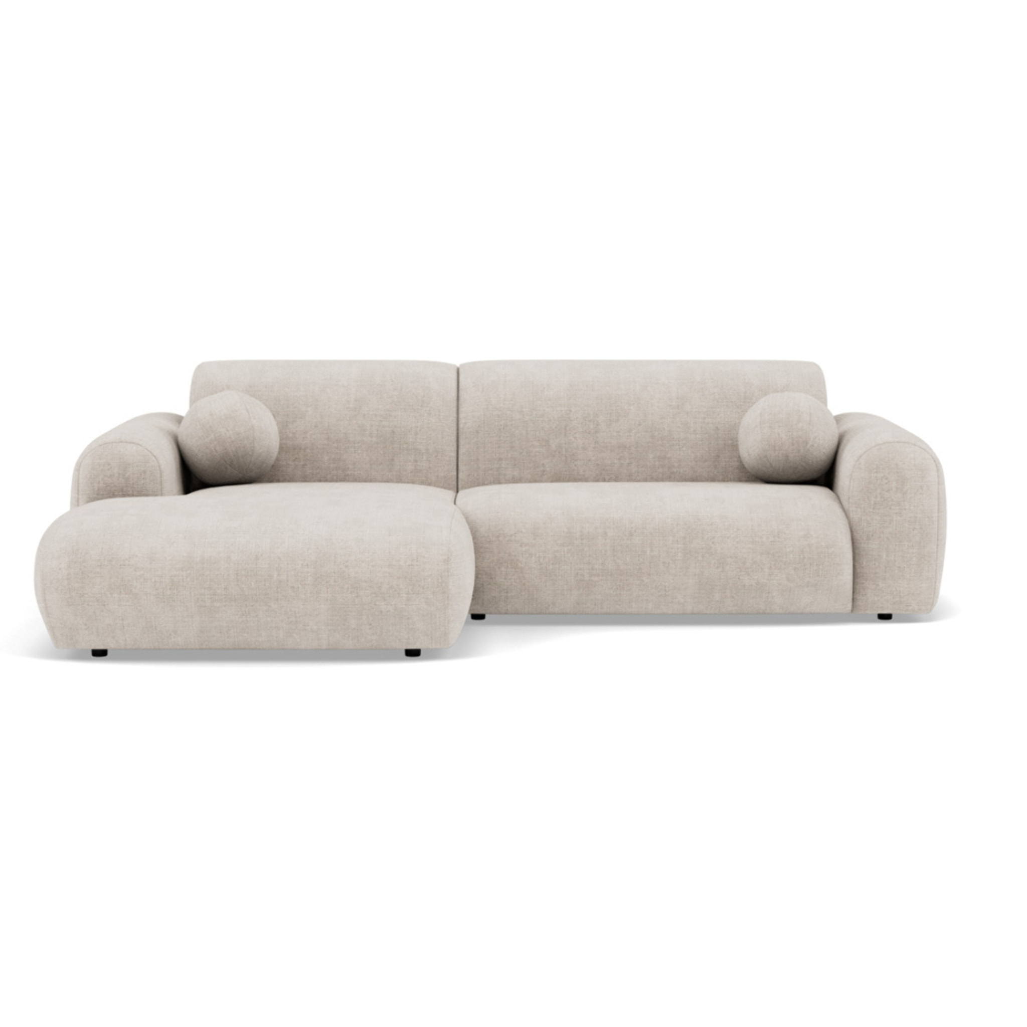 Louise - Canapé d'angle gauche 4 places en velours texturé - Beige