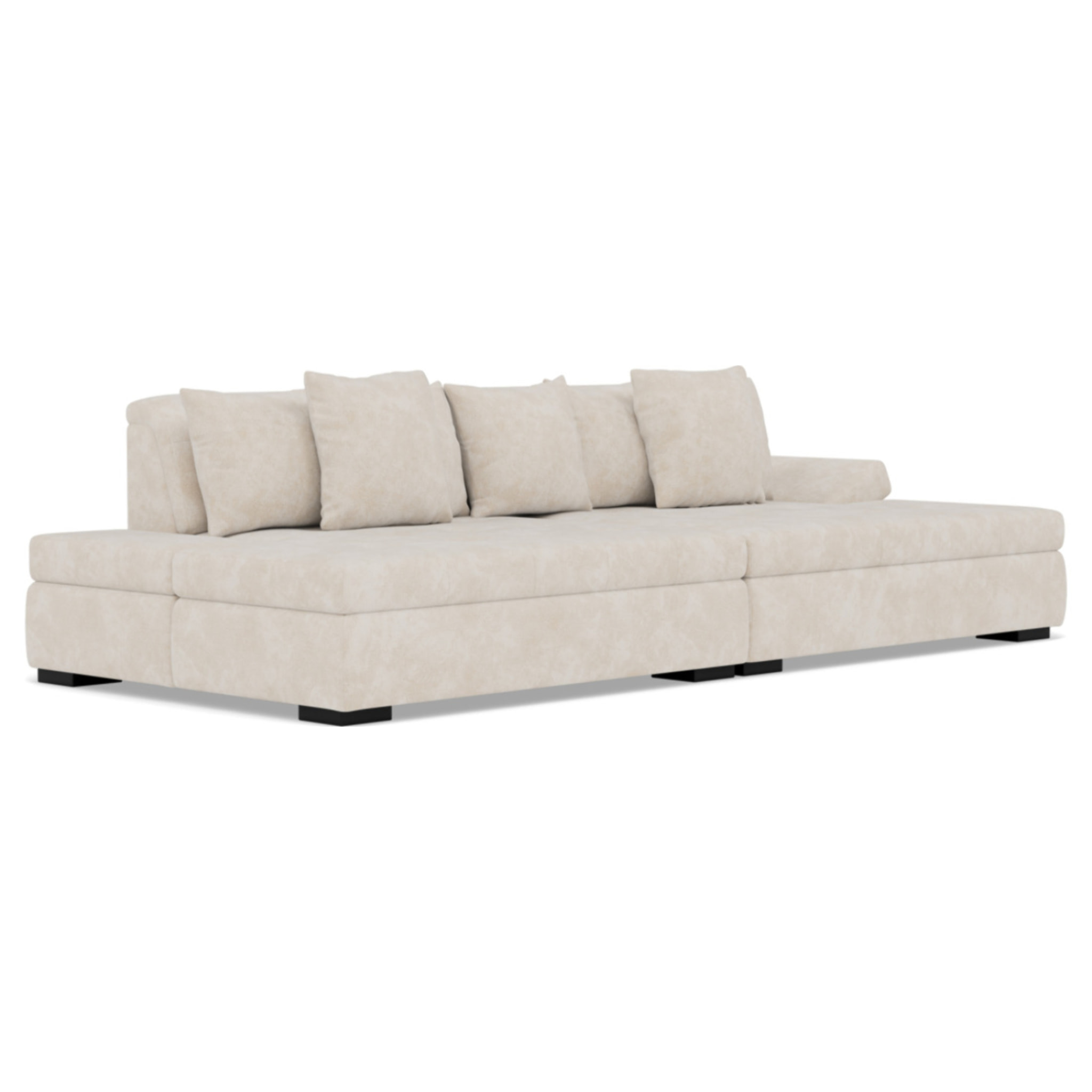 Vermont - canapé droit 4 places avec double méridienne - assise profonde - en velours texturé - Beige