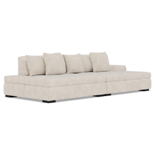 Vermont - canapé droit 4 places avec double méridienne - assise profonde - en velours texturé - Beige