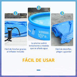 Piscina Hinchable Familiar 4.000 Litros Ø274x76 cm para 3-4 Adultos Niños Azul