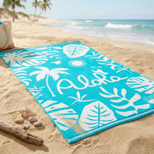 Serviette de plage éponge velours Jacquard - Floresta - 100x175cm - 470g/m²