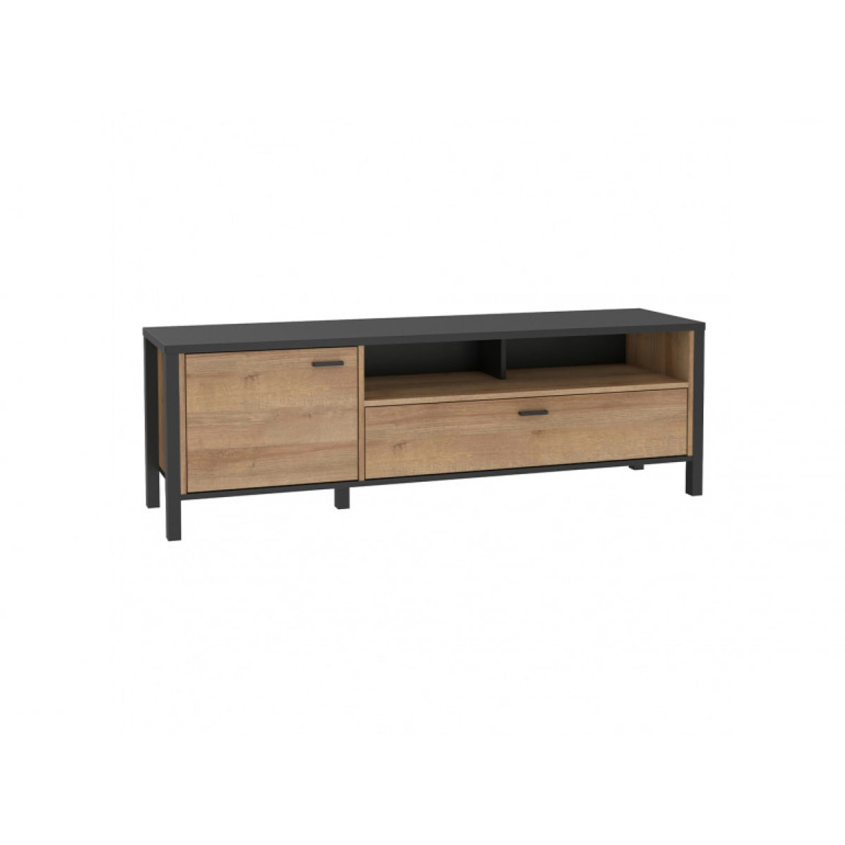 Meuble TV avec rangement en bois effet chêne - MIAMI
