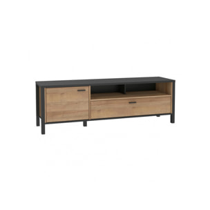 Meuble TV avec rangement en bois effet chêne - MIAMI