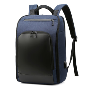 Zaino multiscomparto, porta laptop 15,6". Strato impermeabile. Adattabile a Trolley. Presa USB esterna.