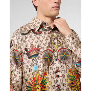 PHILIPP PLEIN Silk Pajamas Shirt Monogram Tattoo