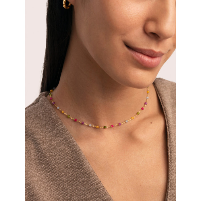 Collana Stella Color Acciao Placcato Oro