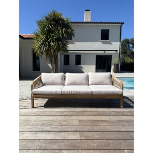 SERENA - Salon bas de jardin 7 places en bois d'acacia et corde tissée