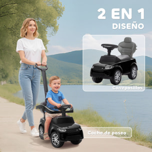 Coche Correpasillos 2 en 1 para Niños de 18-36 Meses LAND ROVER DISCOVERY, Correpasillos con Espacio de Almacenaje, Bocina, Volante, Mango de Empuje y Barandilla Extraíbles, Negro