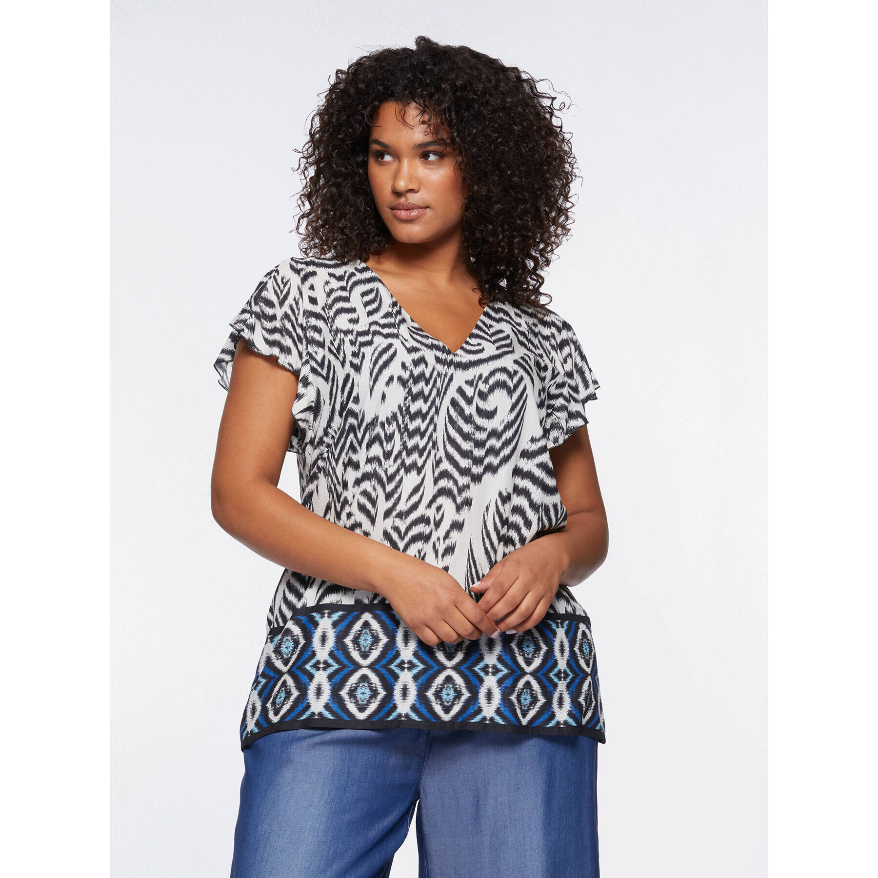 Fiorella Rubino - Top con estampado étnico - Negro