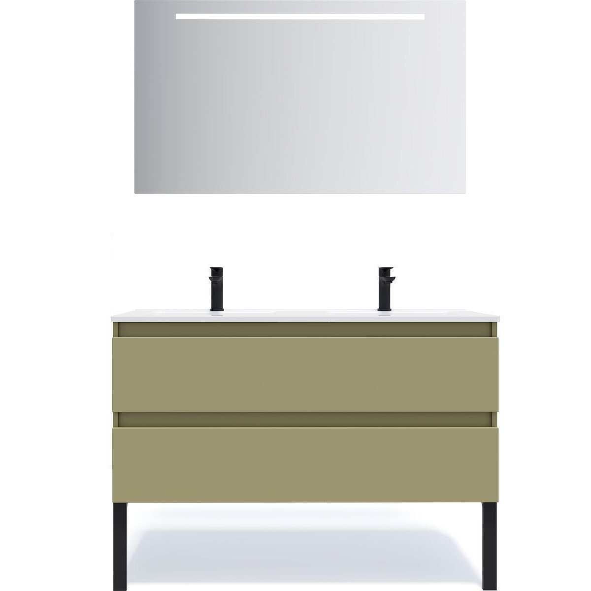 Ensemble double vasque 2 tiroirs + miroir - HUDSON
