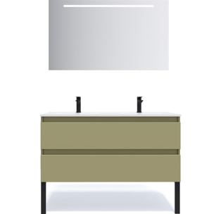 Ensemble double vasque 2 tiroirs + miroir - HUDSON