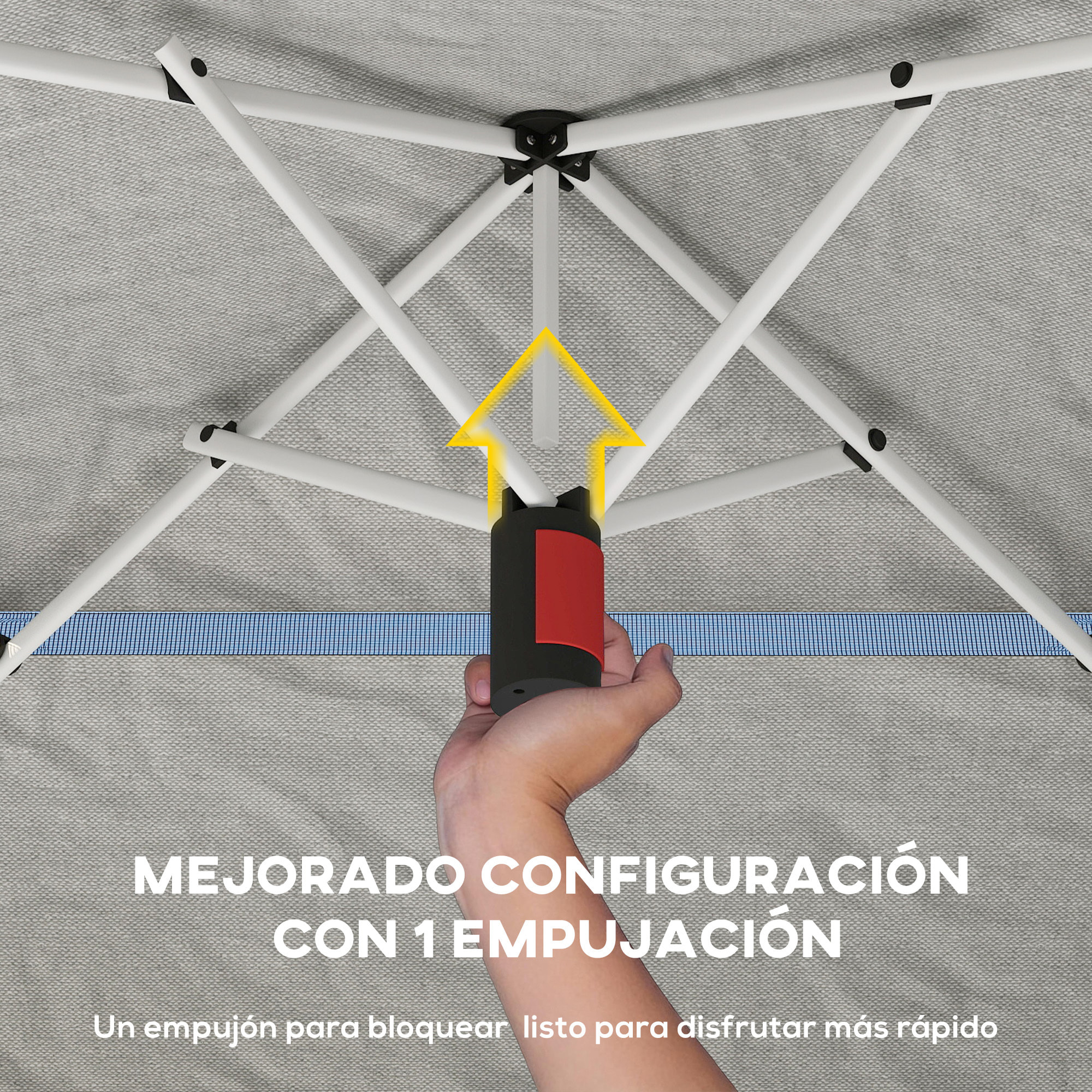 Carpa Plegable 3,5x3,5 m, Pop-up, Cenador Pabellón de Jardín con Doble Techo, Cierre Central, UPF50+, Altura Ajustable de 3 Niveles y Bolsa de Transporte, Gazebo para Fiestas, Exterior, Gris