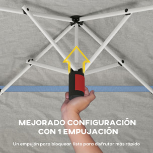 Carpa Plegable 3,5x3,5 m, Pop-up, Cenador Pabellón de Jardín con Doble Techo, Cierre Central, UPF50+, Altura Ajustable de 3 Niveles y Bolsa de Transporte, Gazebo para Fiestas, Exterior, Gris