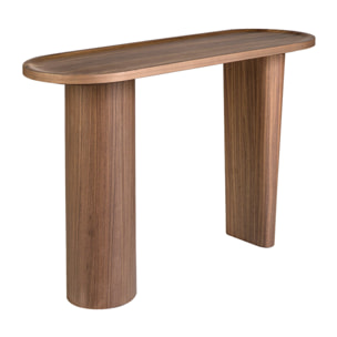 Consola Angel Cerdá ovalada medio punto en madera chapada en nogal natural 120x40x76cm