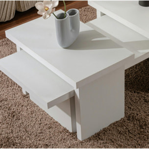 Table basse gigogne design – effet bois blanc (3 pièces) MARFA