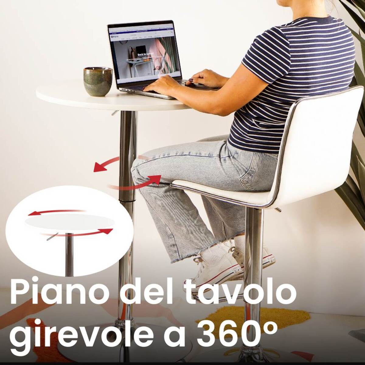 Tavolino da bar alto tondo bianco - Leon