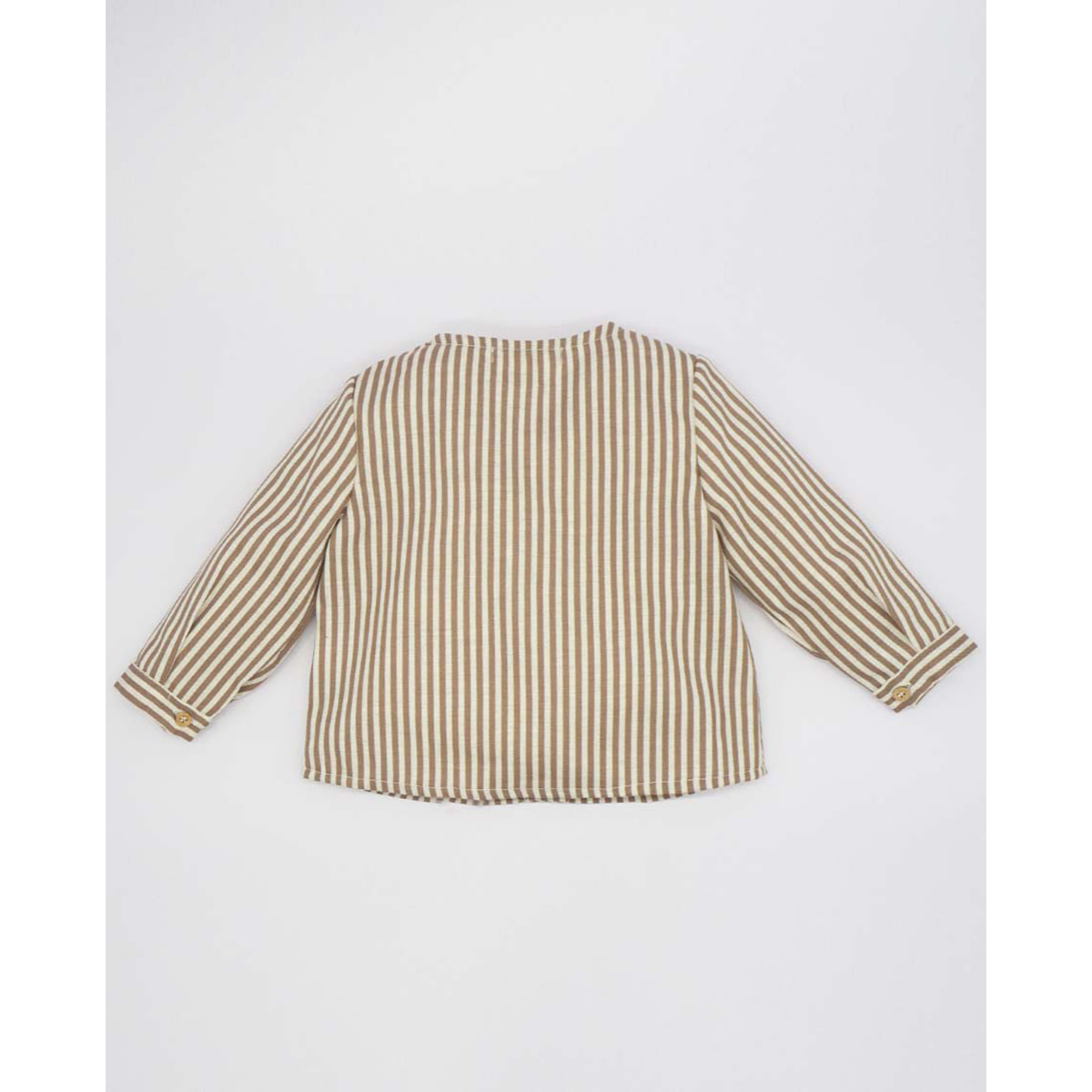 Camisa cuello mao rayas beige