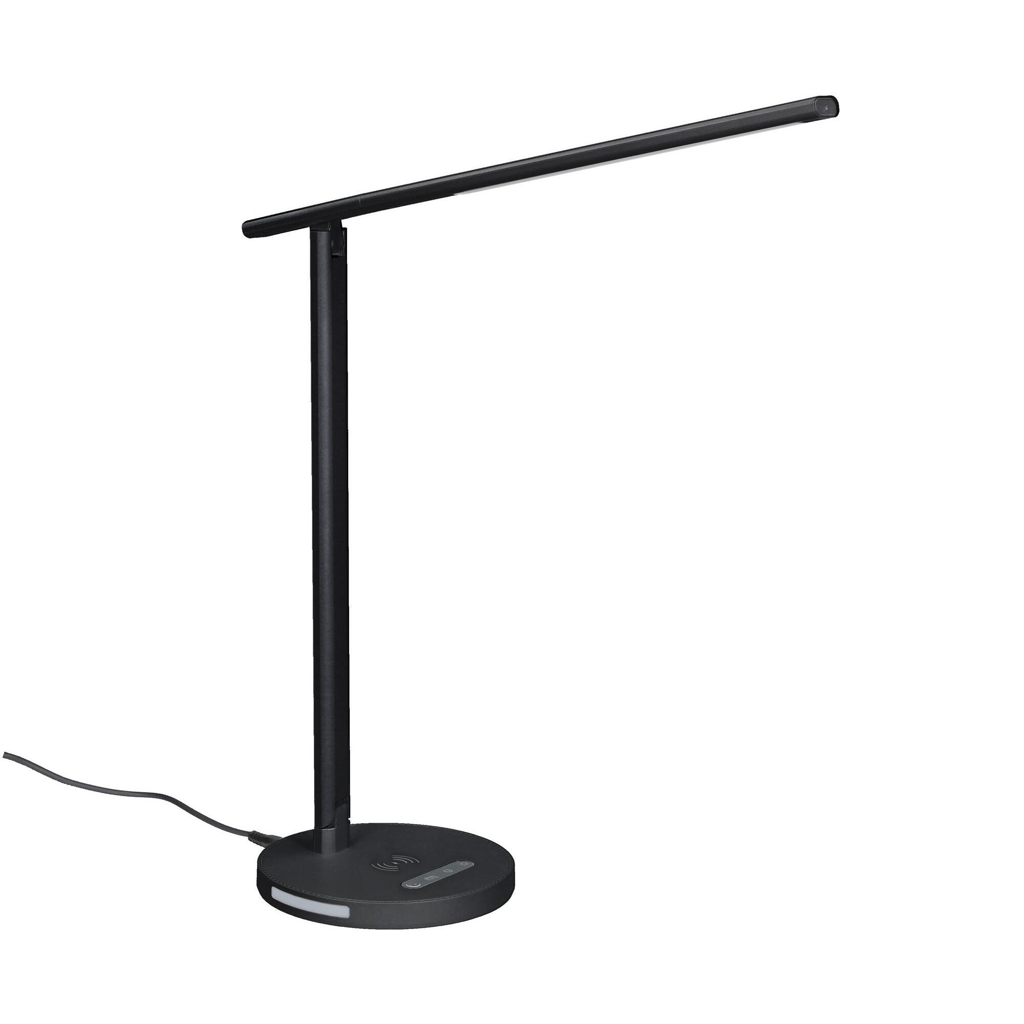 BLUCO KODA Flexo Led Regulable con Control Táctil. Lámpara de Escritorio con Cargador Inalámbrico para Móviles Negro 15W