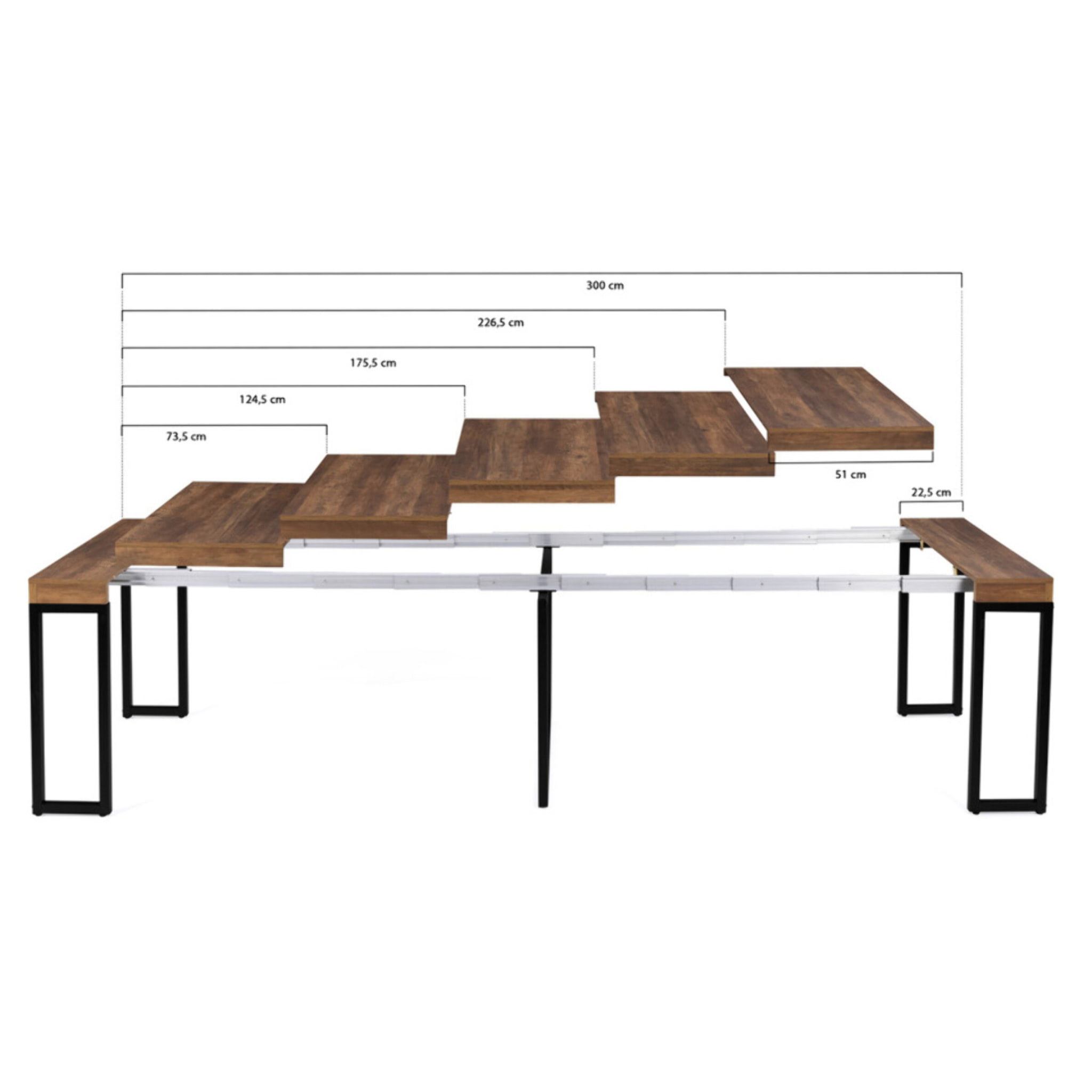 Consoles-tables à manger extensibles Anita - Bois aspect vieilli et noir