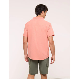 Camisa Manga Corta Naranja Jaspeado - Camilando
