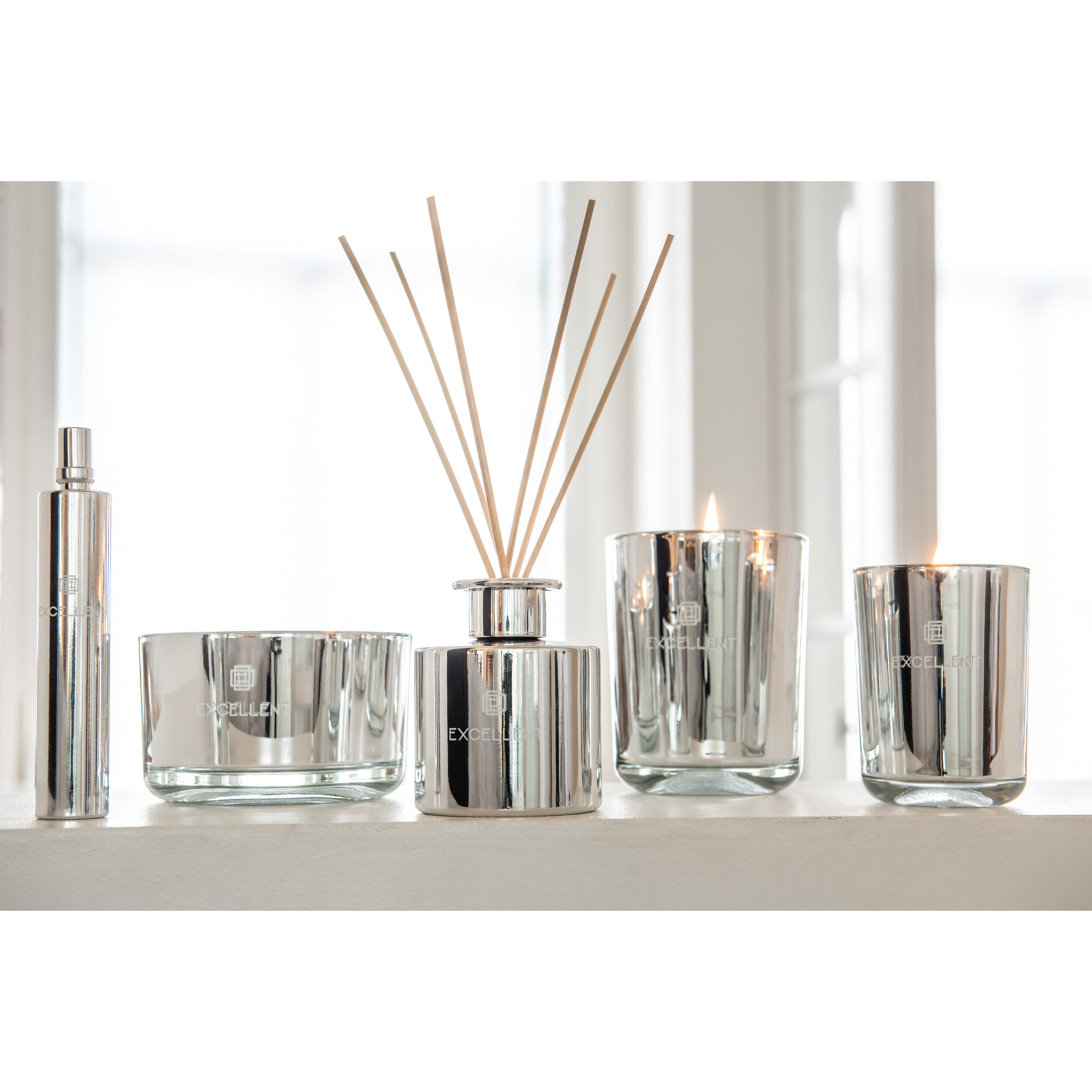 J-Line Bâtonnets parfumés Excellent - Cotton Candy - verre - argent - 150 ml