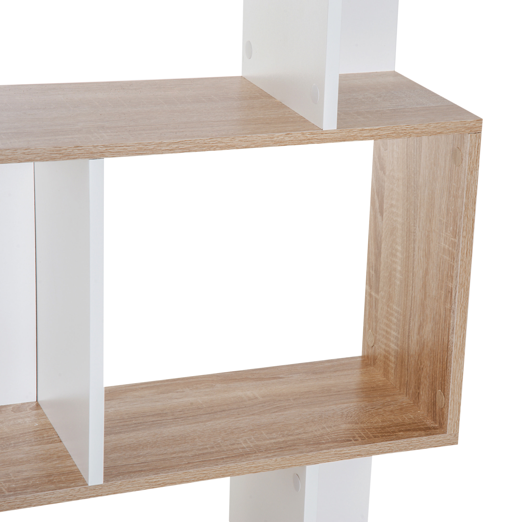 Bibliothèque étagère meuble de rangement design contemporain en S 5 étagères 60L x 24l x 185H cm coloris chêne blanc