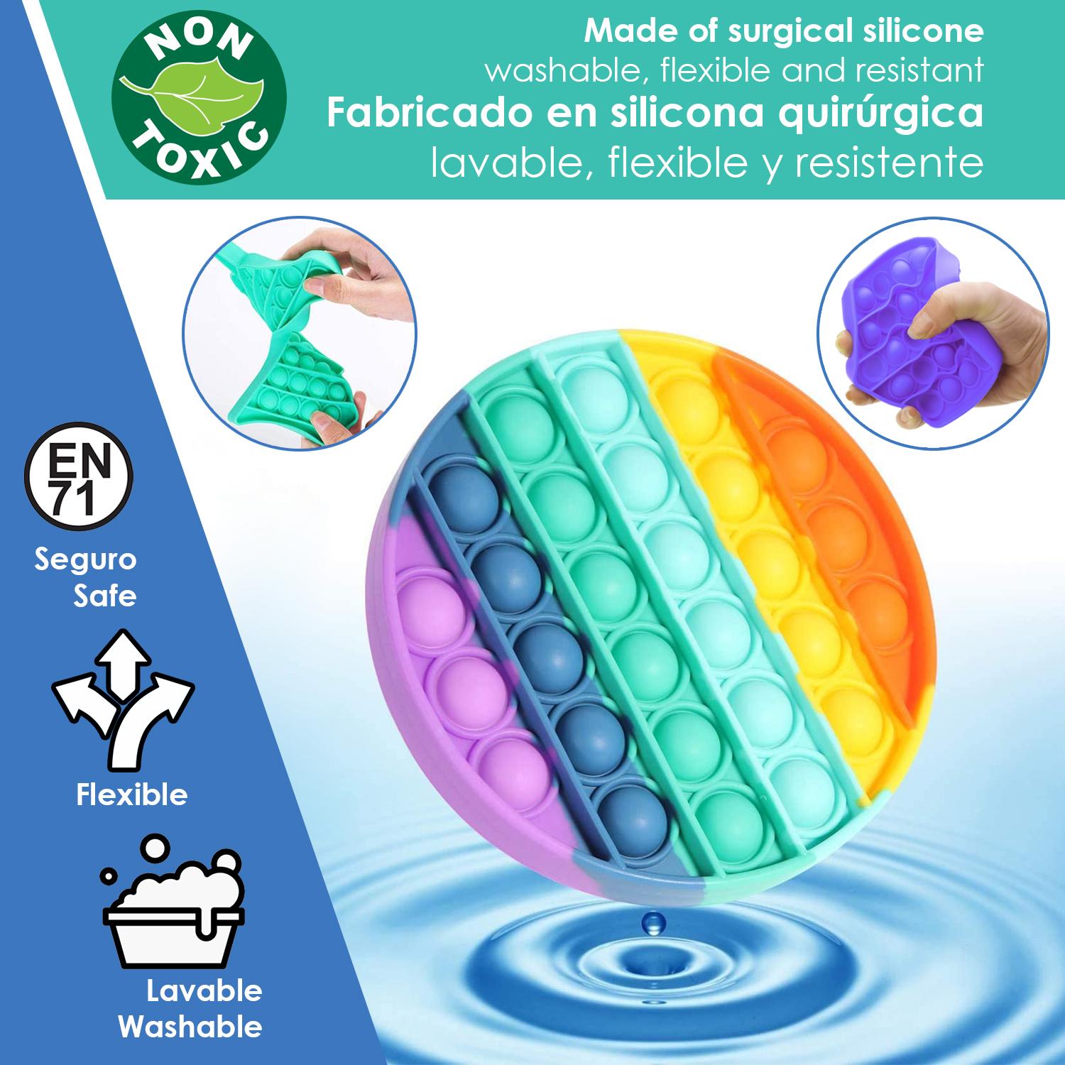 Bubble Pop It giocattolo sensibile antistress, bolle di silicone da spremere e premere. Disegno del cuore multicolore.