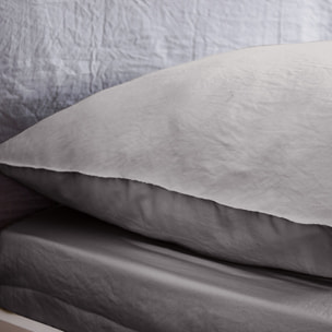 Drap housse microfibre lavee - bonnet 28cm gris anthracite