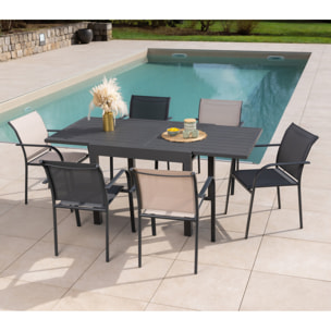 Ensemble table et chaises de jardin  - Gris anthracite et Lin - HONFLEUR BEZIERS