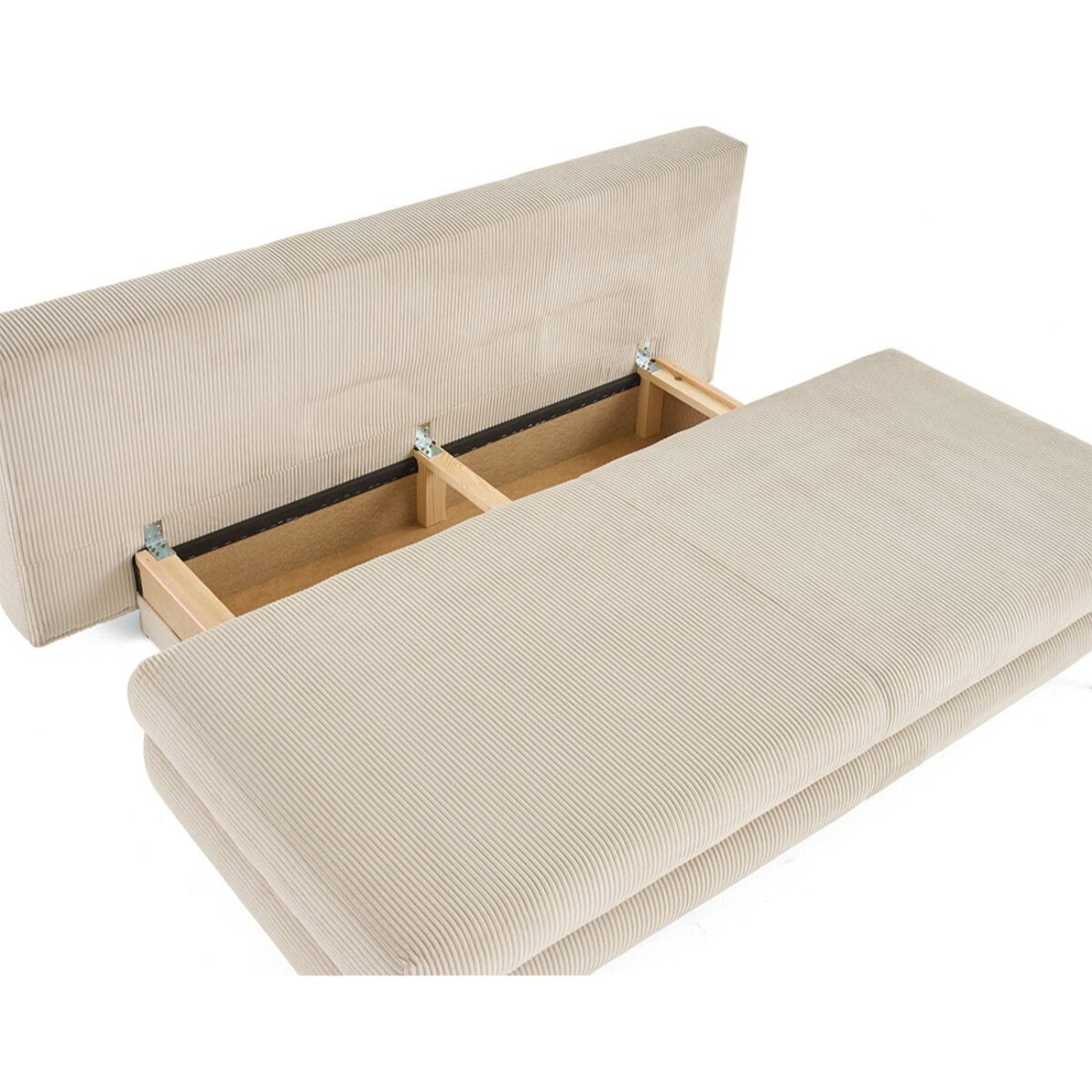 Elton - canapé 3 places convertible avec coffre en velours côtelé - Beige