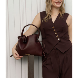 Bolso de mano burdeos con logo