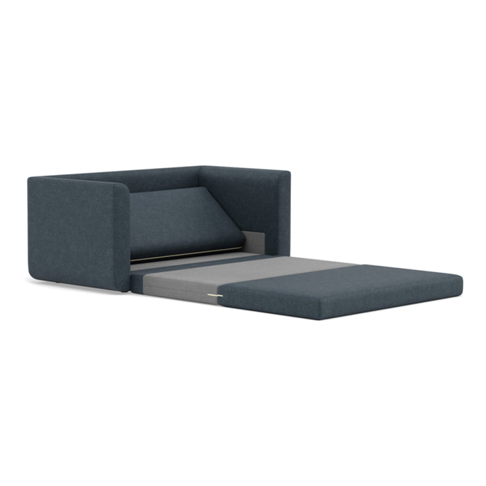 Isana - Canapé 2 places convertible déplimousse avec accoudoirs incurvés en tissu - Bleu