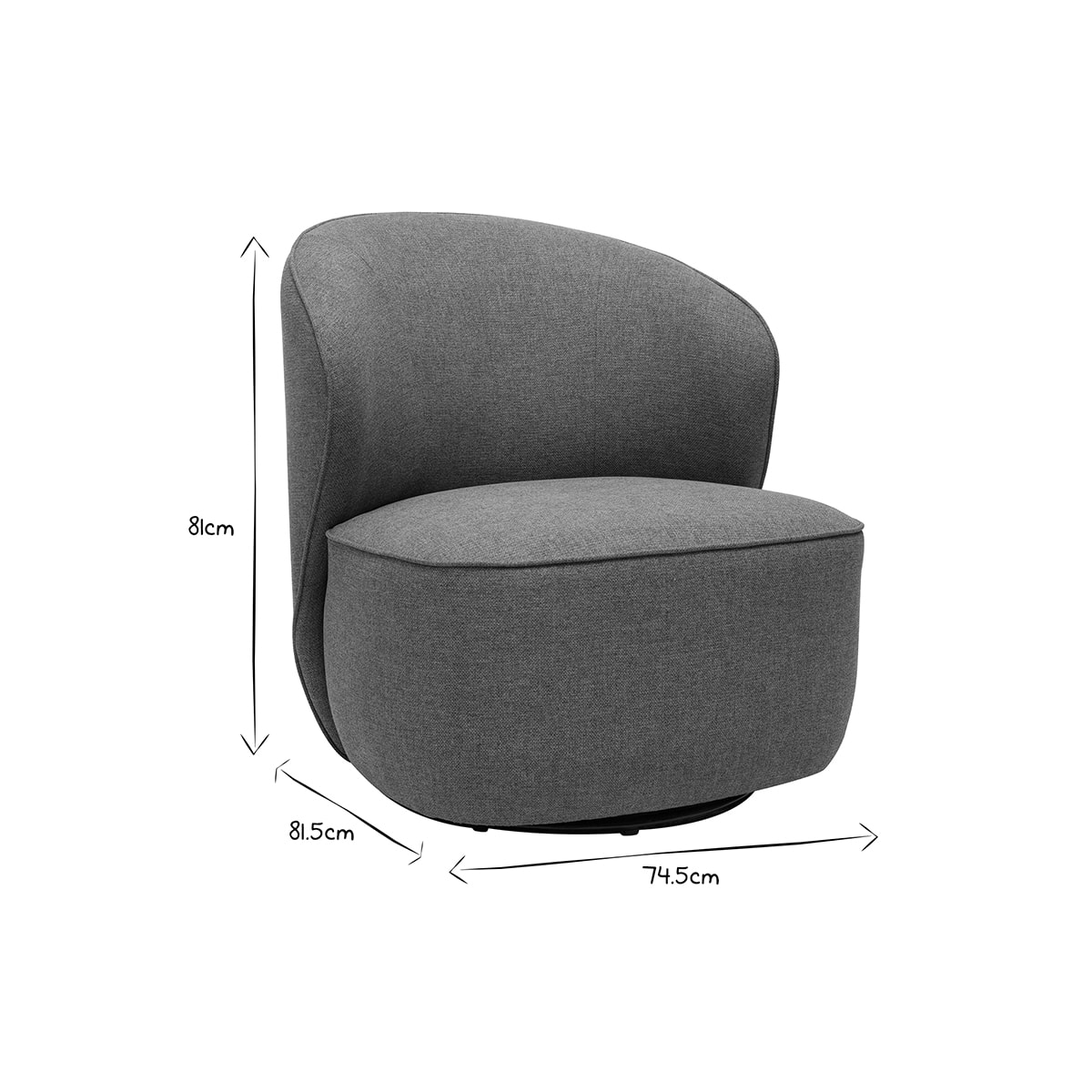 Fauteuil design pivotant en tissu vert de gris AMBER