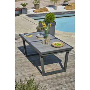 OLHOS - Ensemble repas 8 places en aluminium anthracite et plateau céramique