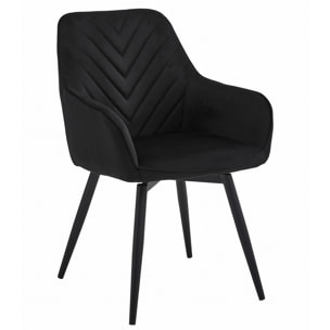 Sedia girevole Nana360 in velluto nero con gambe in metallo