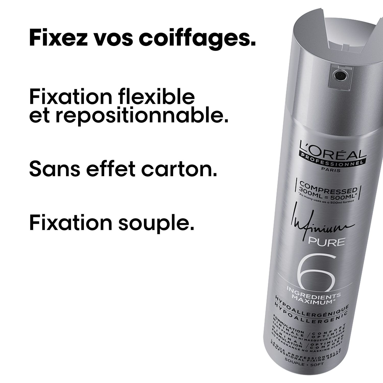 Tecni.art Infinium Pure Souple - Laque Fixation Souple et Légère pour Une Brillance et Un Maintien Naturel 300 ml