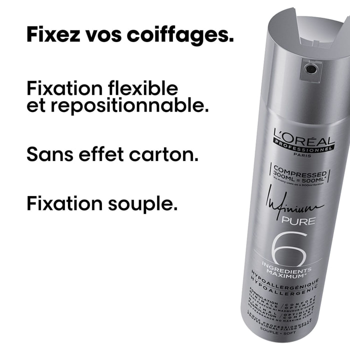 Tecni.art Infinium Pure Souple - Laque Fixation Souple et Légère pour Une Brillance et Un Maintien Naturel 300 ml