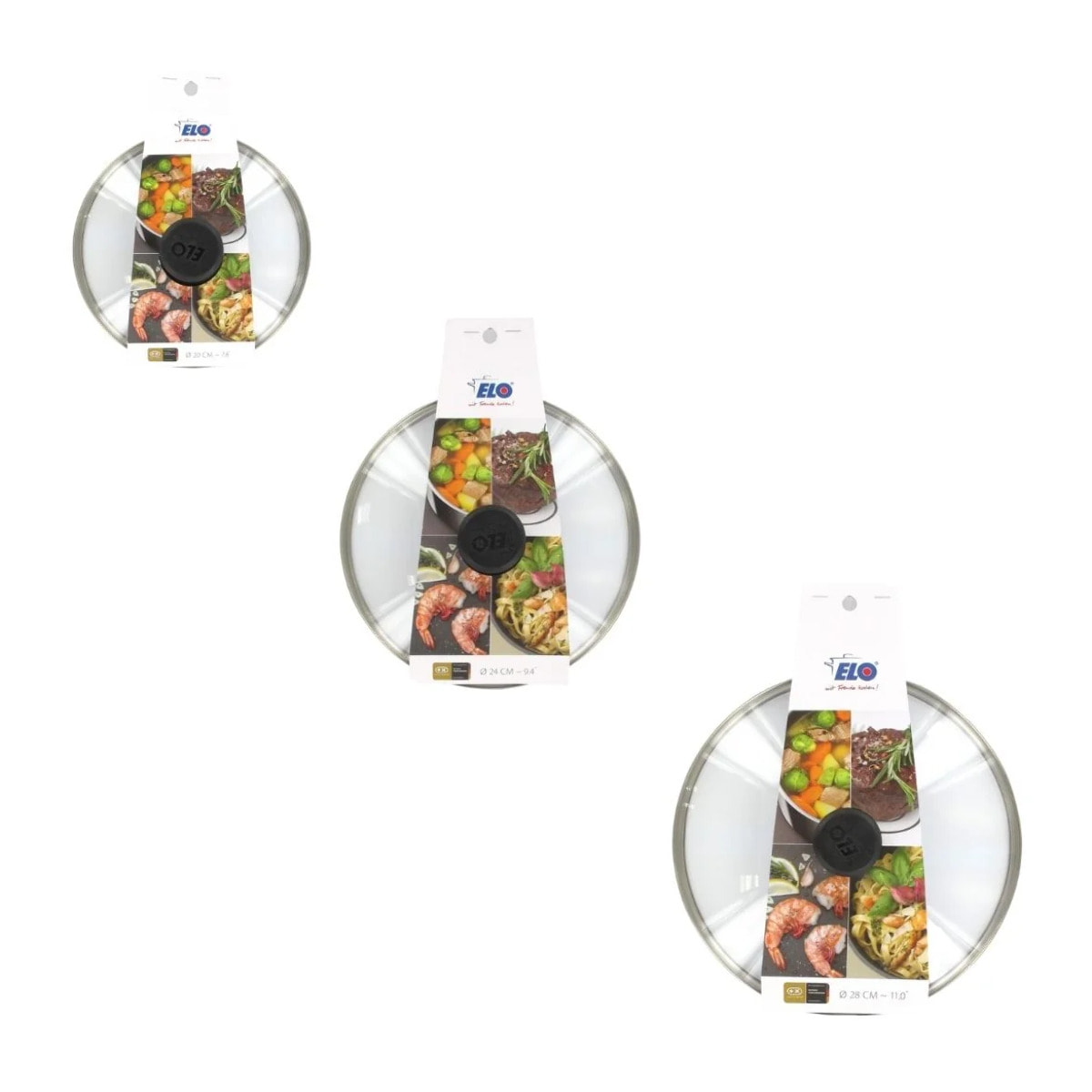 Set de 3 couvercles de cuisson en verre Elo
