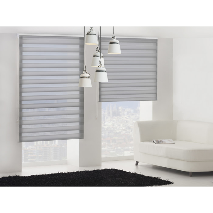 Estor noche y Día bicolor con tejido doble y cadena manual VELIRA GRIS PURLINE  W