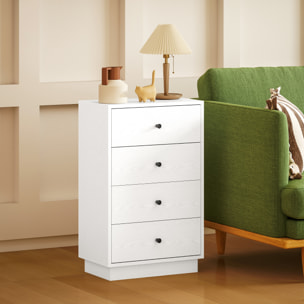 Cómoda de 4 Cajones Cómoda para Dormitorio Moderna Cajonera Estrecha para Salón Pasillo 47x29x75 cm Blanco