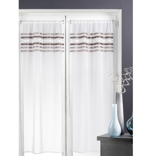 Rideau droit à la paire en Etamine Rayures horizontales - Taupe