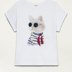 Oltre - T-shirt con stampa e paillettes - Bianco