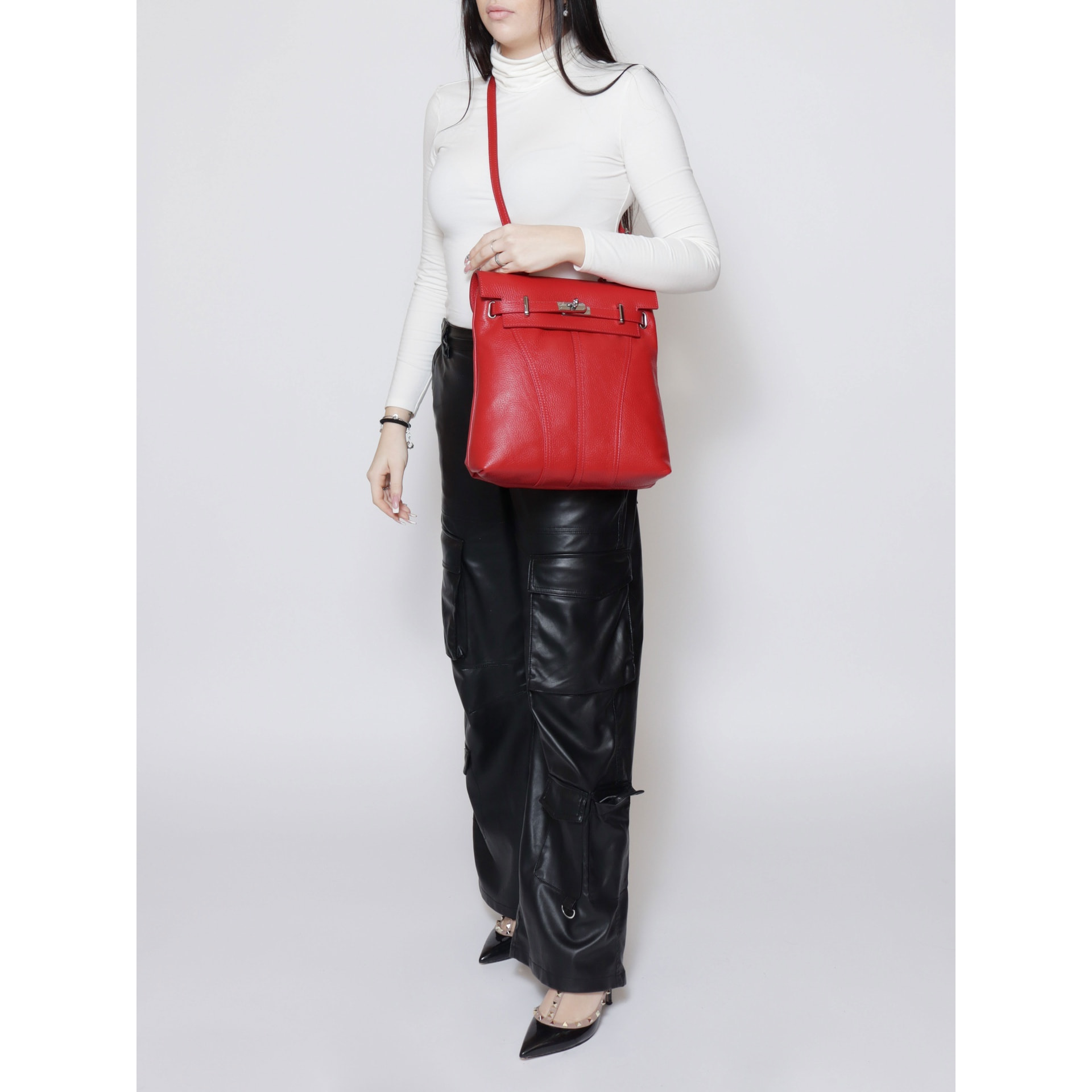 Borsa a mano da donna - Modello False - Vera pelle - 29.0 x 29.0 x 8.0 cm