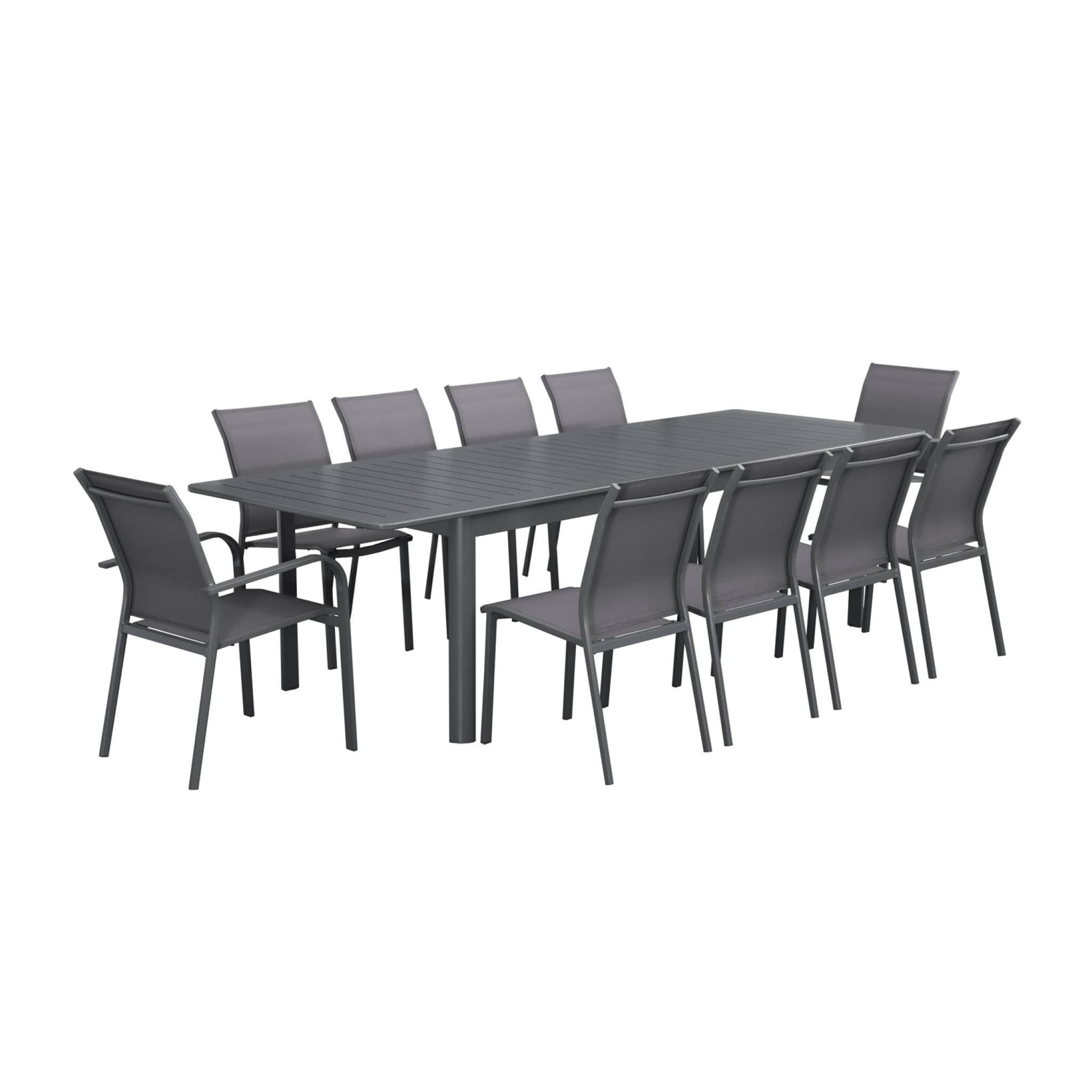 Table de jardin anthracite SEATTLE extensible aluminium. 10 places. 227 / 290 x 100 x 75 cm