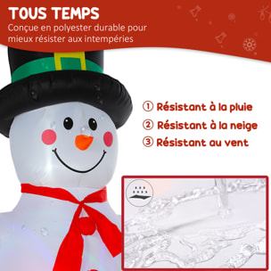 Bonhomme de neige gonflable LED Noël H.240cm matériel fixation et souffleur inclus